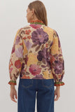 Ecru Floral Print Ruffle Top T28477