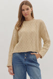 Natural Textured Cable Knit Sweater T27372
