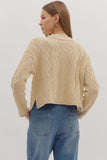 Natural Textured Cable Knit Sweater T27372