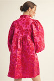 Hot Pink Floral Jacquard Dress G14867