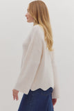 Cream Scallop Hem Sweater T28821