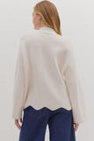 Cream Scallop Hem Sweater T28821