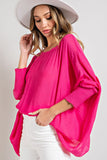 Pink Smocked Linen Dolman Top