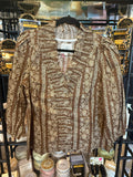 Brown Print Ruffle Neck Top