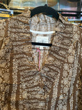 Brown Print Ruffle Neck Top