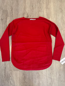 FX Cashmere 2-Pocket Scoop Neck Sweater- Crimson