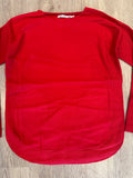 FX Cashmere 2-Pocket Scoop Neck Sweater- Crimson