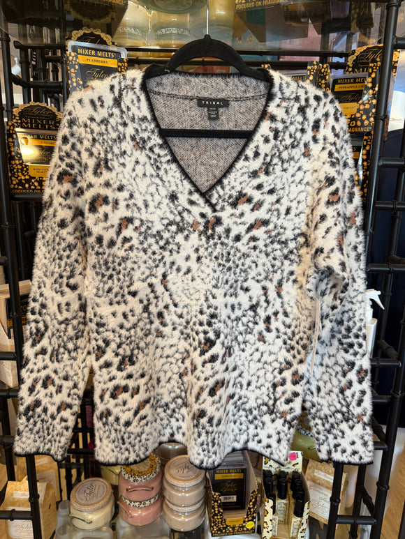 L/S V NECK SWEATER-MoonStone