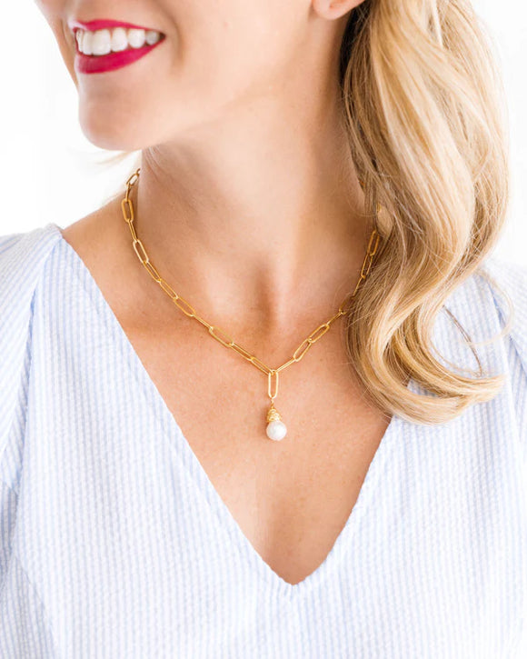 Pearl Paperclip Necklace - 3132W
