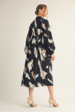 Black Abstract Print MIDI Dress H12573