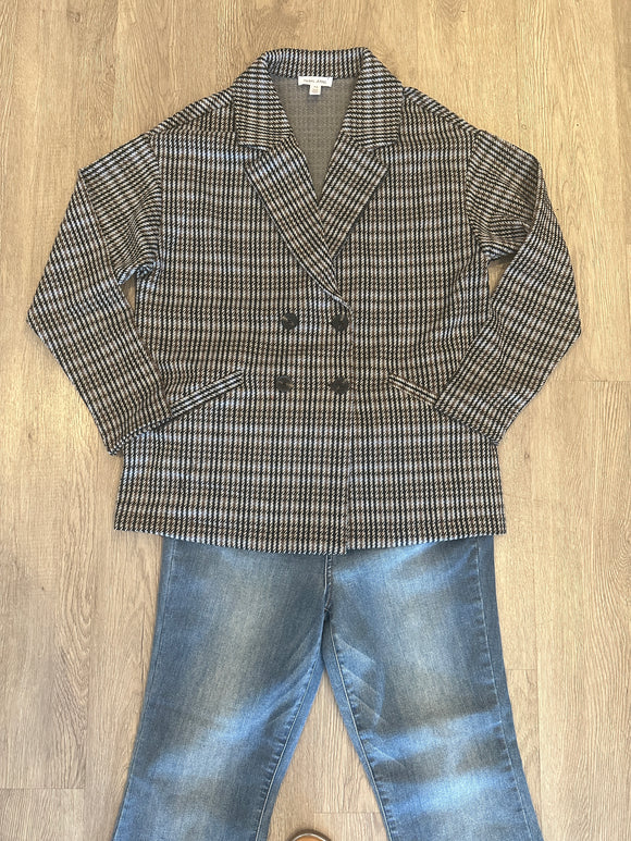 DOUBLE BREAST KNIT BLAZER