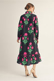 Black Floral Print Midi Dress G15143