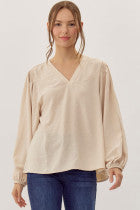 Oatmeal V-Neck Top