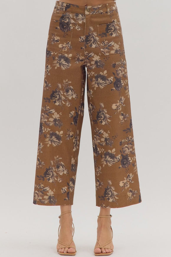 Caramel Floral Mid-rise Ankle Pant P27819