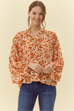 Pumpkin Print Button Top