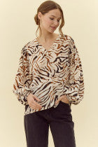 Toffee Zebra Print Top