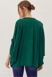Hunter Green Draped Sleeve Top