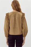 Camel Top w/ Ribbon-Tie Neck