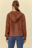 Toffee Textured Half Zipped Hoodie