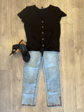 AUDREY SLIM CROP W/ FANCY EMBROIDERY