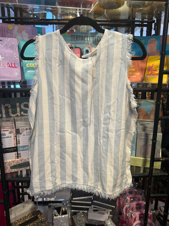 Blue Stripe Linen Tank