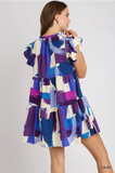 Lilac Brushstroke Print Dress