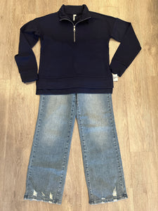 Lulu-B Half Zip Pullover- NVY
