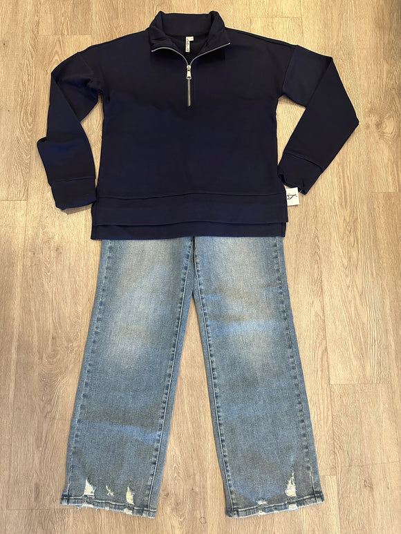 Lulu-B Half Zip Pullover- NVY