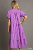 Orchid Solid Tiered MIDI Dress