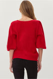 Red Textured Knit Sweater/Top