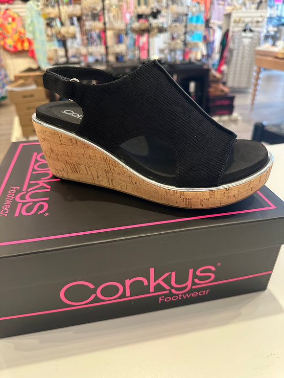 Corky’s Carley Too Wedge- Black Corduroy