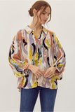Lime Mix Watercolor Print Top