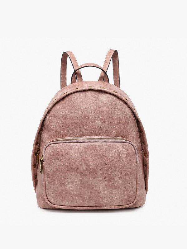 brown leather studded backpack Sariya Vegan Studded Backpack Dark Mauve