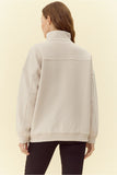 Beige Textured Half Zip Pullover