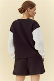 Cable Knit Short Set- Black/White