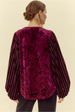 Eggplant Velvet Top w/ Draped Sleeves