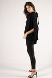 Black Crepe Mock Neck Top