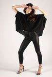 Black Crepe Mock Neck Top