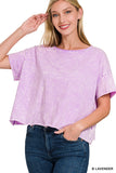 Washed Crew Neck Cropped T-Shirt - Lavender