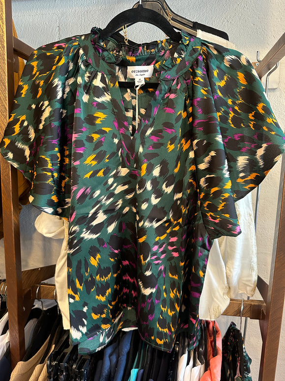 Juniper Green Print Top