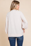 Oatmeal 3/4 Bubble Sleeve Top