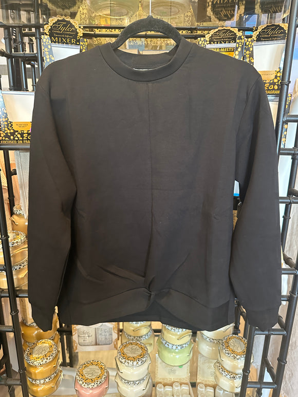 Scuba Knotted Sweatshirt/Pant Set- Black