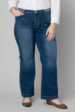 BRAIDED WAIST BOOTCUT JEANS - CURVY