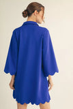 Royal 3/4 Sleeve Scallop Hem Dress G15395