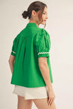 Green Ric Rac Detail Top G15364