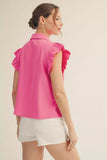Hot Pink Button-Up Crinkle Top G15387