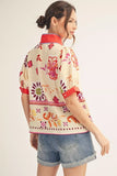 Cream Mix Floral Boho Top B12997
