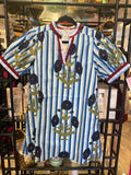 Navy Print Stripe Dress G15670