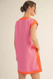 Pink/Orange V-Neck Dress G15480
