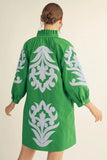 Green Floral Appliqué Shift Dress G15266